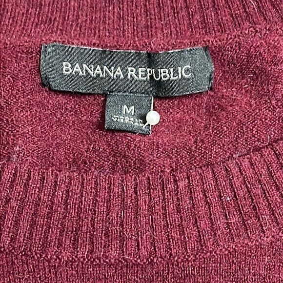 BANANA REPUBLIC Stretch Knit Vented Hem Crewneck Tunic Sweater Burgundy Wine - Picture 6 of 7